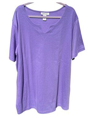Romans Womens Plus Size 3X Purple Tunic Top V-Neck Short Sleeves Casual